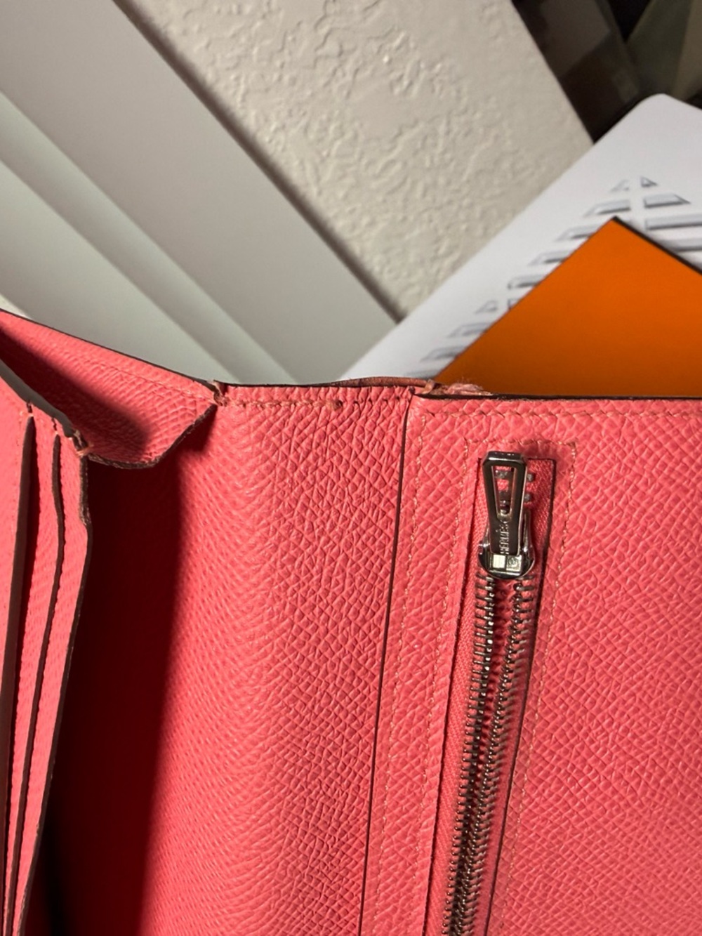 Hermes Pink Epsom Leather Bearn Long Wallet - Picture 9 of 10